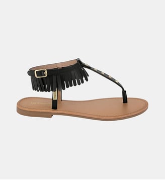 Sandales plates en cuir à entre-doigt HATALY - Les Tropeziennes par M. Belarbi - Noir