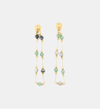 Boucles d'oreilles chaîne acier inoxydable et pierre - Balaboosté - Vert