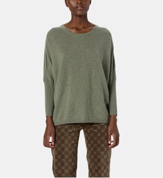 Pull ample à col rond en cachemire - ERLINE - Gerard Darel - Kaki moyen