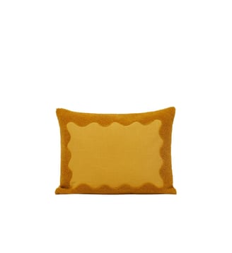 Housse De Coussin  Coton rebrodé d'une broderie bouclette - Madura - Ocre