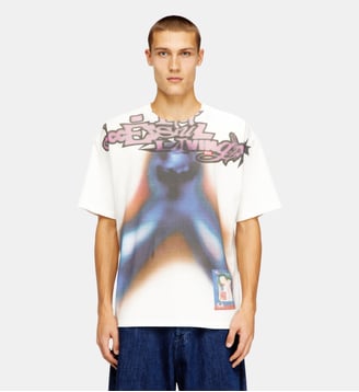 T-shirt en coton décontractée avec impression numérique Diesel