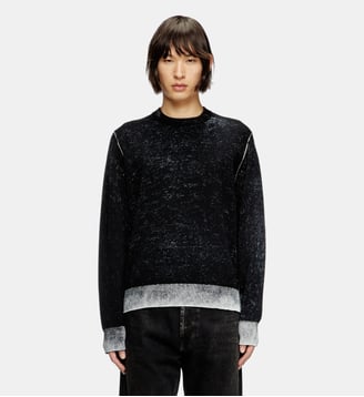 Pull en coton avec imprimé inversé - Diesel - Noir