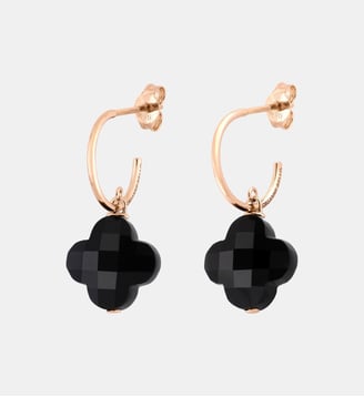 Boucles d'oreilles, onyx, or rose - Morganne Bello - Or rose
