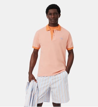 Polo classic fit côtes contrastantes - Lacoste - Orange et rose