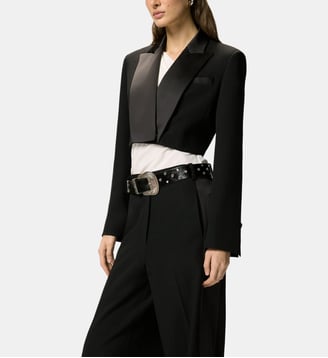 Veste cropped avec détails en satin - Pinko - Limousine noire