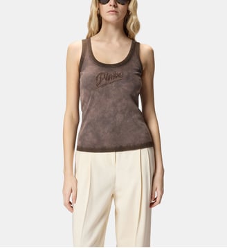Débardeur effet pulvérisation à broderie pinko - Pinko - Marron brun foncé
