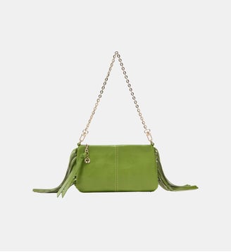 Pochette Miss M pouch cuir craquelé - Maje - Vert