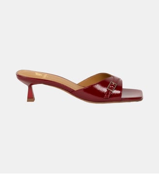 Sandales à Talon June Cuir Verni Froissé - Bobbies - Cherry gloss
