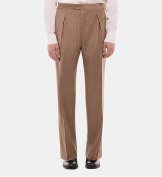 Pantalon de costume en laine rayée - Fursac - Camel