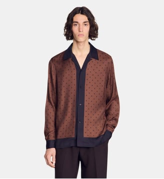 Chemise à motif Square Cross - Sandro - Tabac