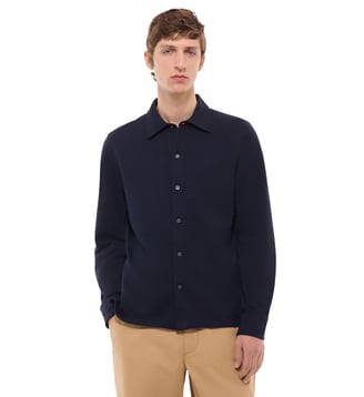 Chemise en jersey piqué de coton - Fursac - Marine