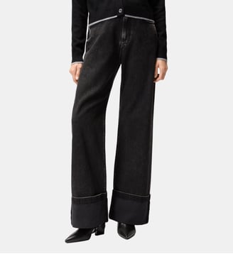 Jean wide leg en denim noir - Pinko - Bleu foncé