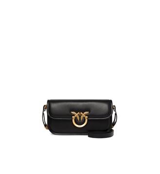 Petit sac à bandoulière love bag box en cuir nappa - Pinko - Noir or antique