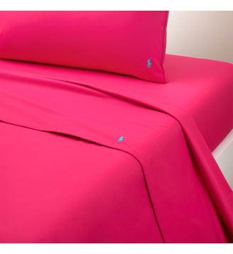 Drap plat en percale de coton - Ralph Lauren Home - Ciel rose