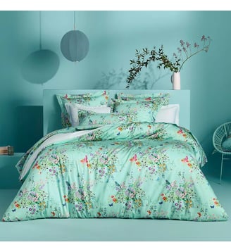 Housse de couette satin de coton - Garnier Thiebaut - Bleu clair