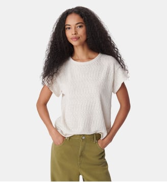 Tee-shirt maille ajourée cache-coeur dos - Ikks - Jaune or
