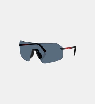 Lunettes de soleil Irrégulier PS B50S - Prada Linea Rossa - Noir sur bleu