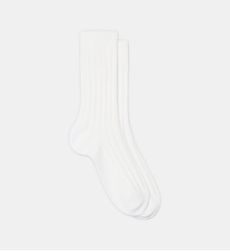 Chaussettes coton côtelé - Lacoste - Blanc