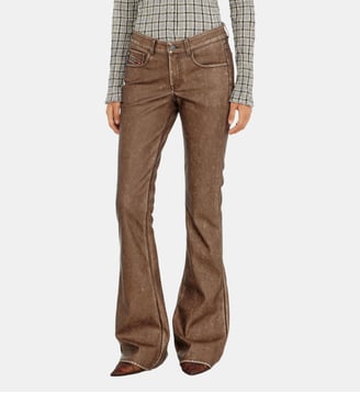 Pantalon bootcut en tissu enduit traité - Diesel - Marron