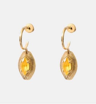 Boucles d'oreilles créoles   - Soleil - Satellite - Jaune