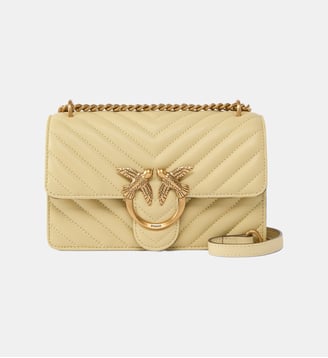 Petit sac bandoulière love bag one chevron - Pinko - Jaune vanille et or antique