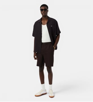 Short regular fit twill de lin mélangé - Lacoste - Marron