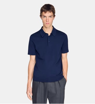 Polo en coton et soie - Sandro - Bleu royal