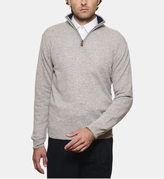 Pull gris clair à col zippé en cachemire - Atelier Privé - Gris