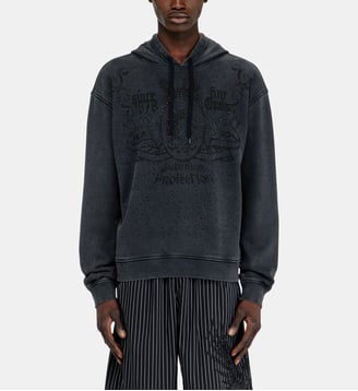 Sweat à capuche imprimé avec clous strass - Diesel - Gris foncé