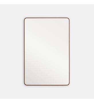 Miroir rectangulaire, en plaqué noyer, 60 x 90 cm - La Redoute Interieurs - Teinté coloris noyer
