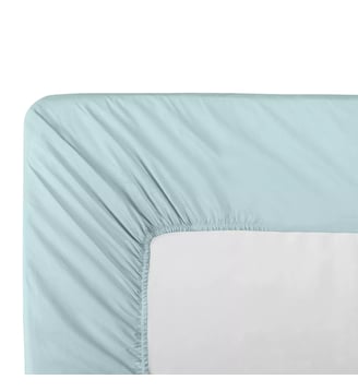 Drap housse b40 percale de coton - Garnier Thiebaut - Bleu aqua