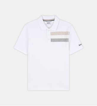 Polo droit à bande rayée - BOSS Kidswear - Blanc