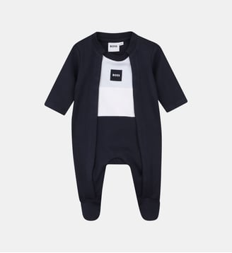 Ensemble pyjama, bonnet et bavoir - BOSS Kidswear - Bleu cargo