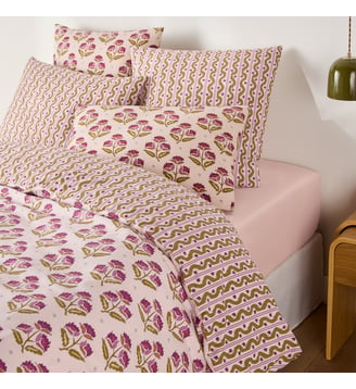 Housse de couette en coton lavé, imprimé fleurs - La Redoute Interieurs - Noir
