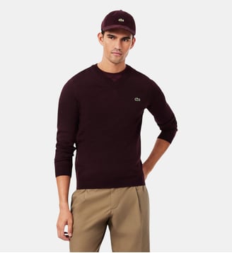 Pull col V laine mélangée - Lacoste - Marron