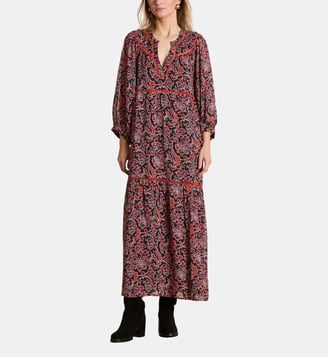 Robe longue manches 3/4 à imprimé floral La Fée Maraboutée