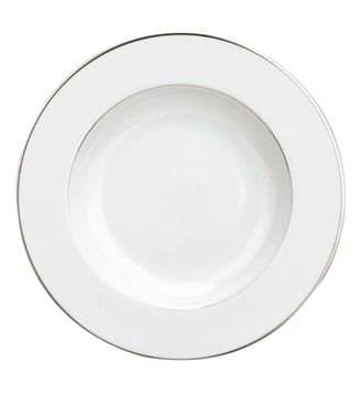 Assiette creuse à aile en porcelaine finition platine - ALBI - Christofle - Blanc