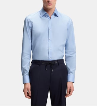 Chemise modèle Joe droite popeline de coton - BOSS - Bleu clair