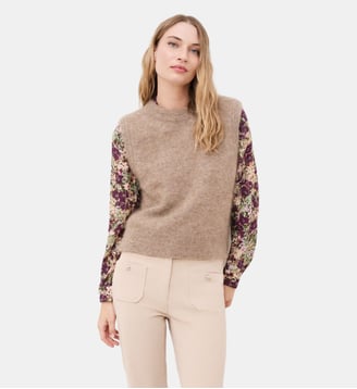 Pull mdoug - Motif uni - Caroll - Marron clair
