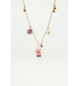 Collier pendentif lapin et fleurs - Les Néréides - Multicolore