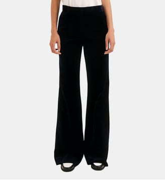 Pantalon flare en velours lisse - MAVY - Pablo - Marine