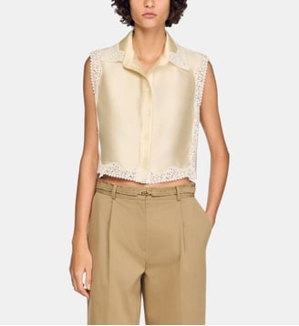 Chemise courte à détails dentelle Sandro