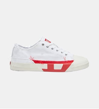 S-D-Verse-Sneakers en toile à effet sali - Diesel - Blanc et rouge