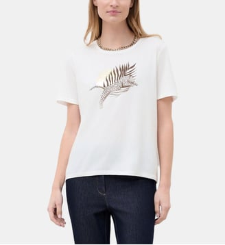 T-shirt tim-felin - Motif imprimé - Coton - Caroll - Écru