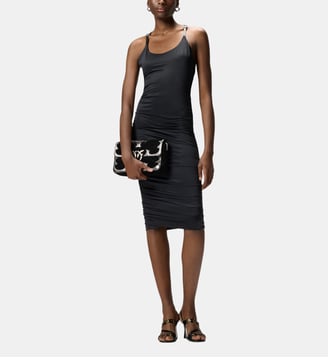 Robe midi fourreau brillante à bretelles croisées - Pinko - Limousine noire