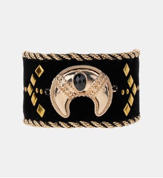 Bracelet manchette velour avec chevron EVANA - Hipanema - Noir