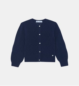 Cardigan -  laine maille ajourée - Tartine Et Chocolat - Marine