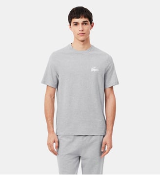 T-shirt d'intérieur coton imprimé crocodile - Lacoste - Gris chiné blanc