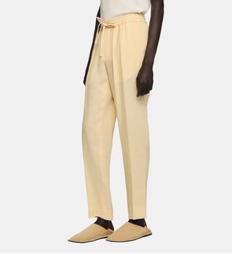 Pantalon en lin élastiqué - Sandro - Ivoire