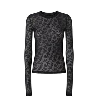 T-shirt en dentelle florale stretch - Pinko - Limousine noire